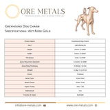 18ct Rose Gold - Greyhound Dog Charm