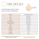 18ct Rose Gold - Table Tennis Paddle Charm