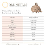18ct Rose Gold - Woodland Hedgehog Charm