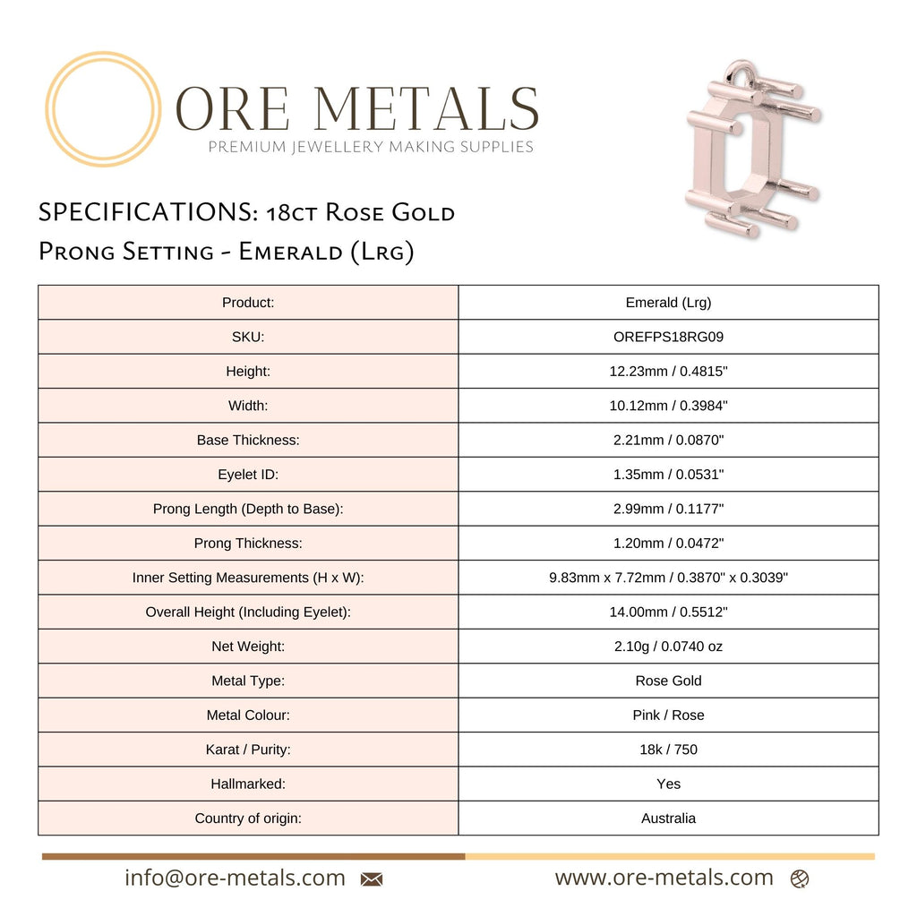 18ct Rose Gold - Emerald Prong Setting