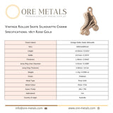 18ct Rose Gold - Vintage Roller Skate Silhouette Charm