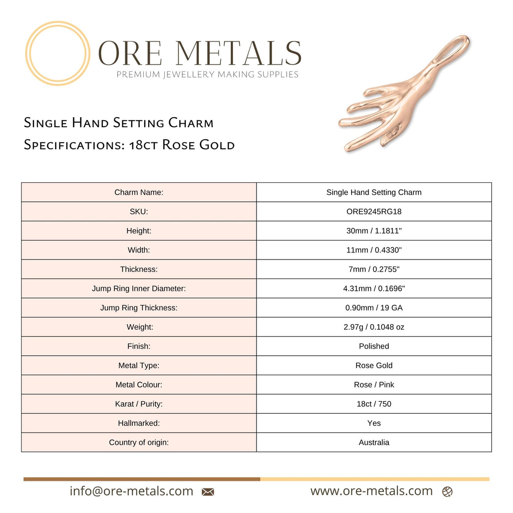 18ct Rose Gold - Single Hand Setting Charm