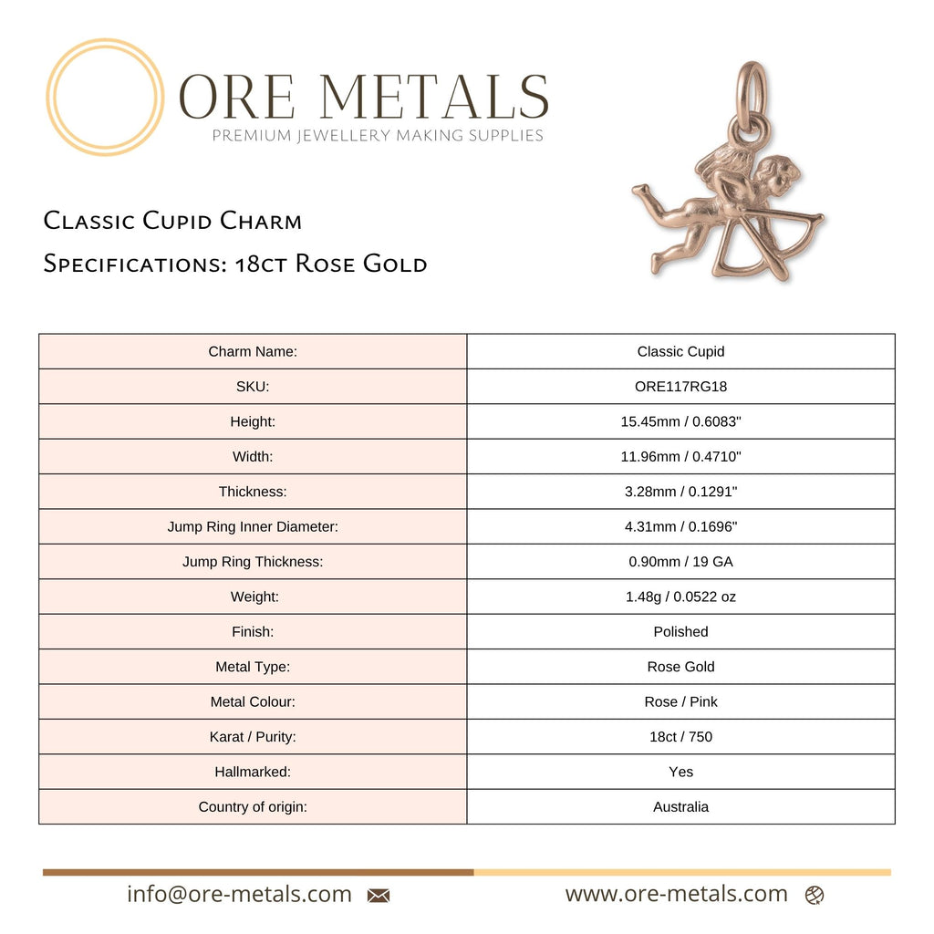 18ct Rose Gold - Classic Cupid Charm