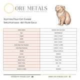 18ct Rose Gold - Scottish Fold Cat Charm