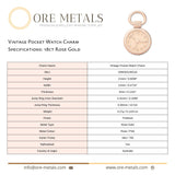 18ct Rose Gold - Vintage Pocket Watch Charm