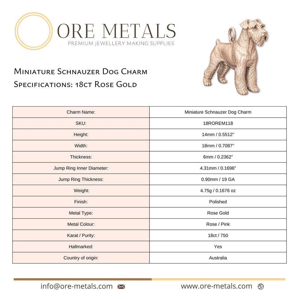 18ct Rose Gold - Miniature Schnauzer Dog Charm