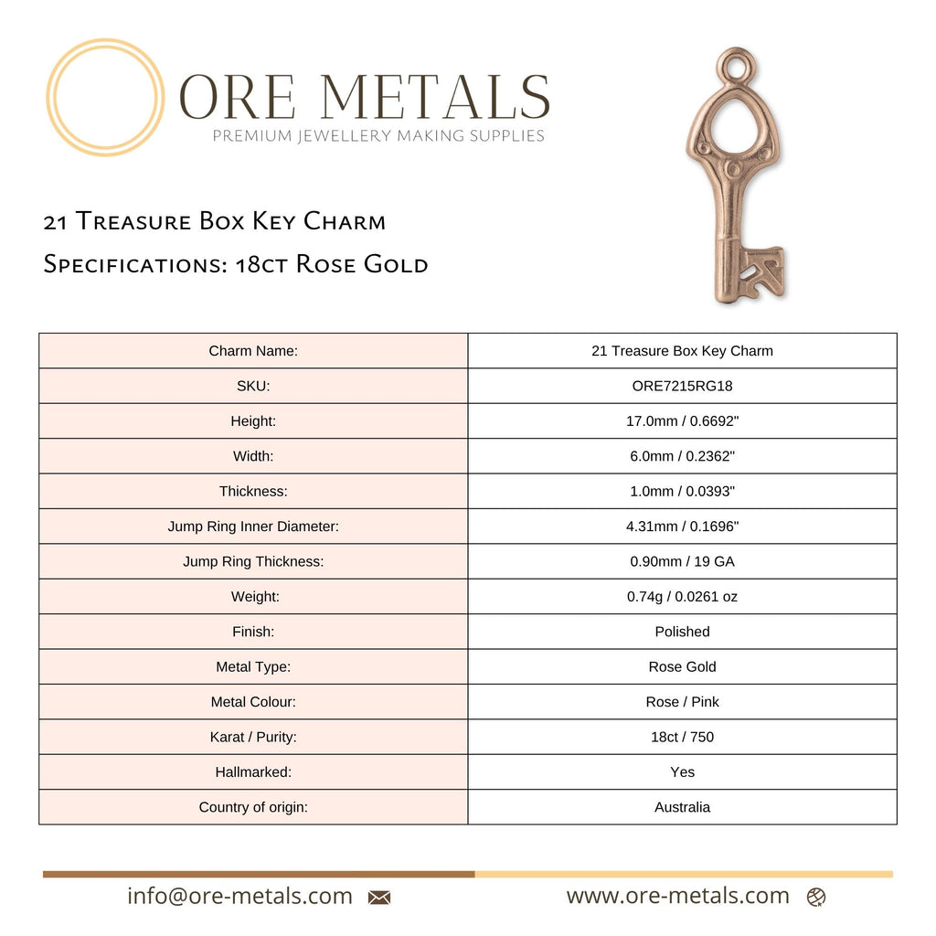 18ct Rose Gold - Openwork 21 House Key Charm