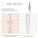 18ct Rose Gold - Feathered Wing Charm