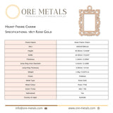 18ct Rose Gold - Heart Frame Charm