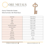 18ct Rose Gold - Castle Tower Key Charm