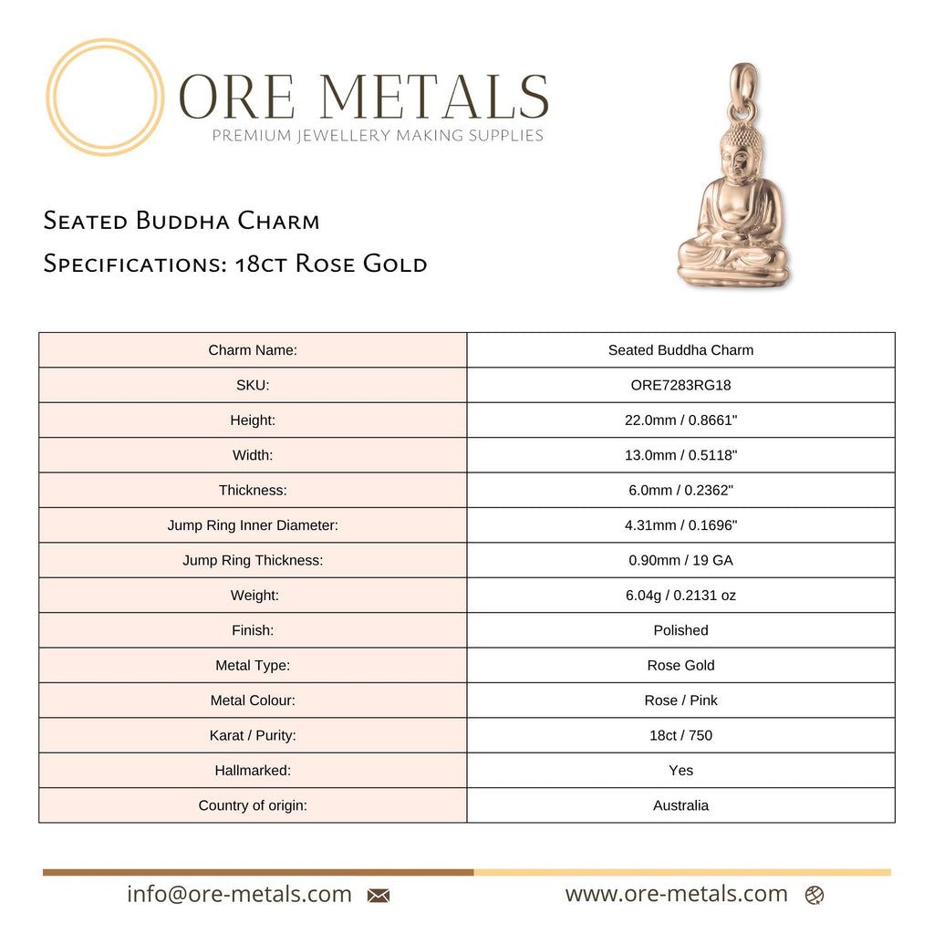 18ct Rose Gold - Seated Buddha Charm