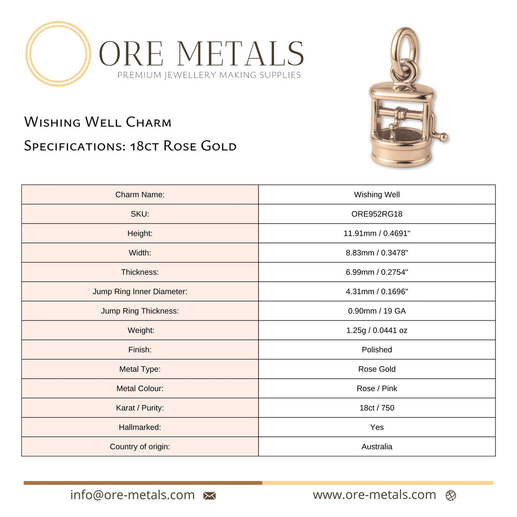 18ct Rose Gold - Wishing Well Charm