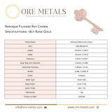 18ct Rose Gold - Baroque Filigree Key Charm