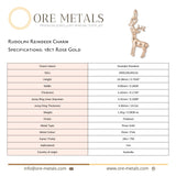 18ct Rose Gold - Rudolph Reindeer Charm