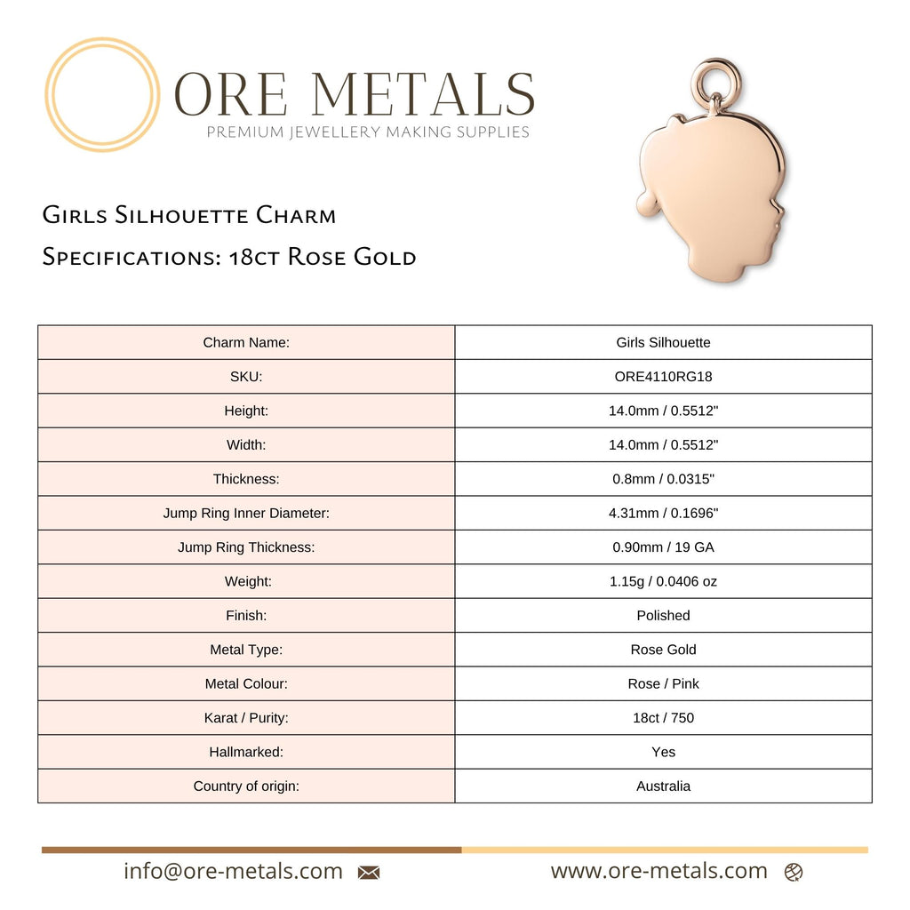 18ct Rose Gold - Girls Silhouette Charm