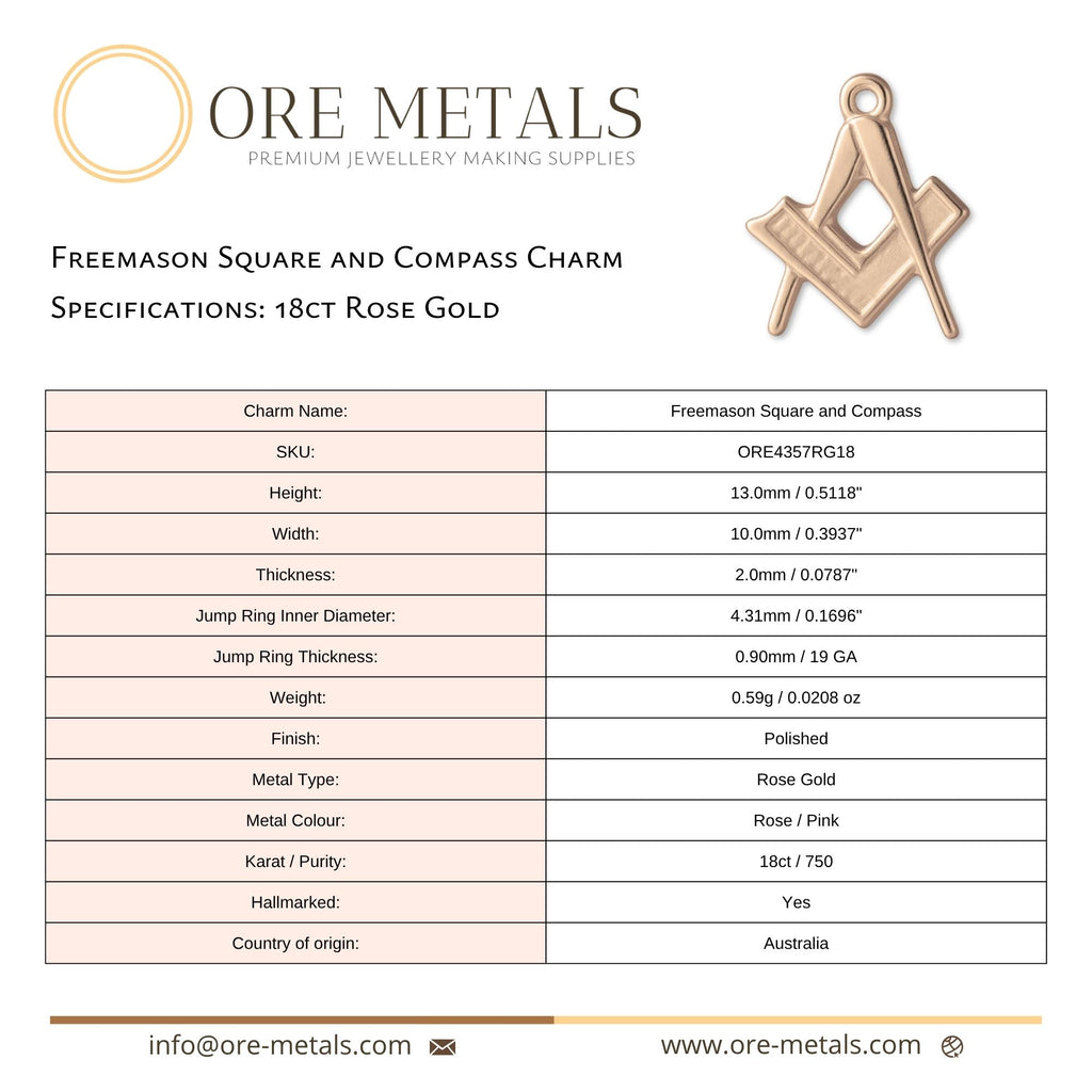 18ct Rose Gold - Freemason Charm
