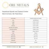 18ct Rose Gold - Freemason Charm