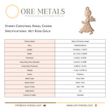 18ct Rose Gold - Starry Christmas Angel Charm