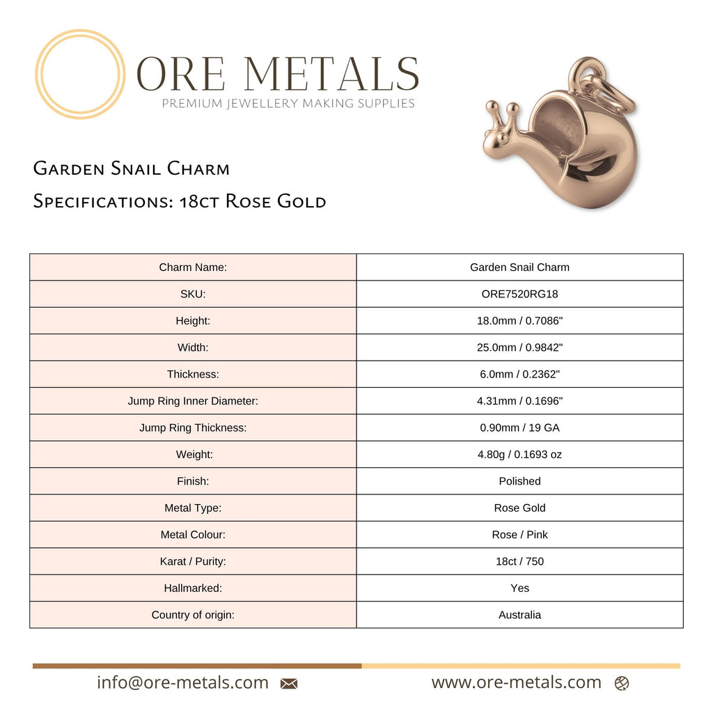 18ct Rose Gold - Garden Snail Charm