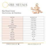 18ct Rose Gold - Baby Monkey Charm