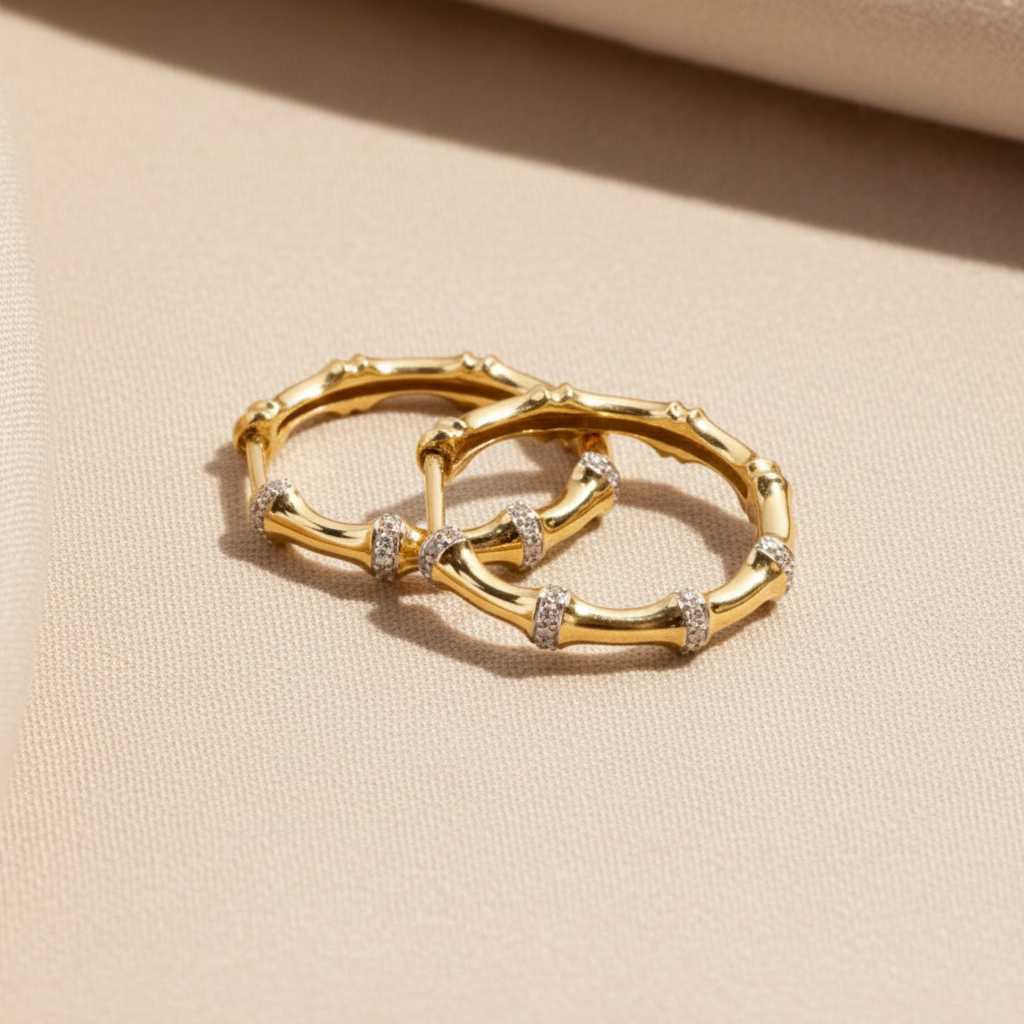 18ct Yellow Gold | 0.2ct GH/SI - Bone Diamond Hoop Earrings