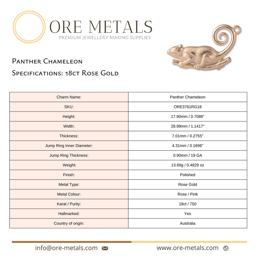 18ct Rose Gold - Panther Chameleon Charm