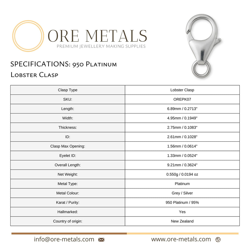 950 Platinum - Lobster Clasps