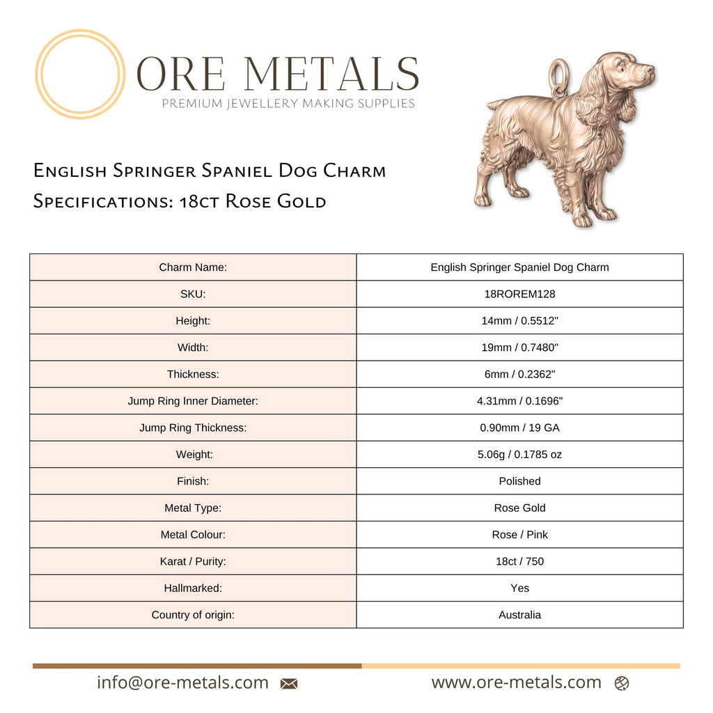 18ct Rose Gold - English Springer Spaniel Dog Charm