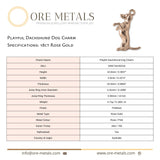 18ct Rose Gold - Playful Dachshund Dog Charm