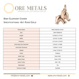 18ct Rose Gold - Baby Elephant Charm