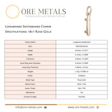 18ct Rose Gold - Longboard Skateboard Charm