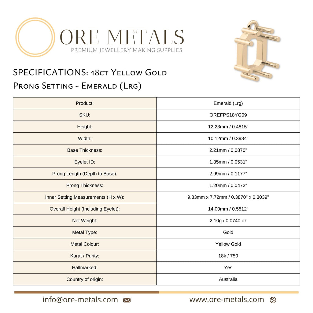 18ct Yellow Gold - Emerald Prong Setting