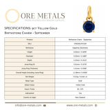 9ct Yellow Gold | Sapphire - September Birthstone Charm