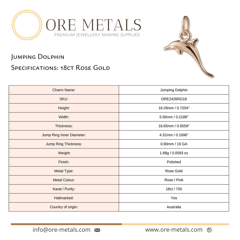 18ct Rose Gold - Jumping Dolphin Charm