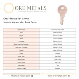 18ct Rose Gold - Crest House Key Charm
