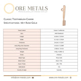 18ct Rose Gold - Classic Toothbrush Charm
