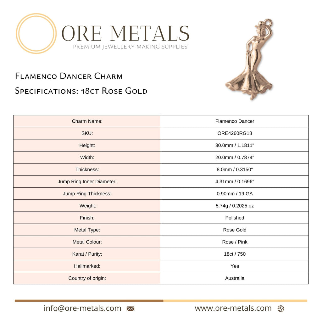 18ct Rose Gold - Flamenco Dancer Charm