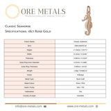 18ct Rose Gold - Classic Seahorse Charm