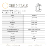 925 Sterling Silver - Emerald Prong Setting