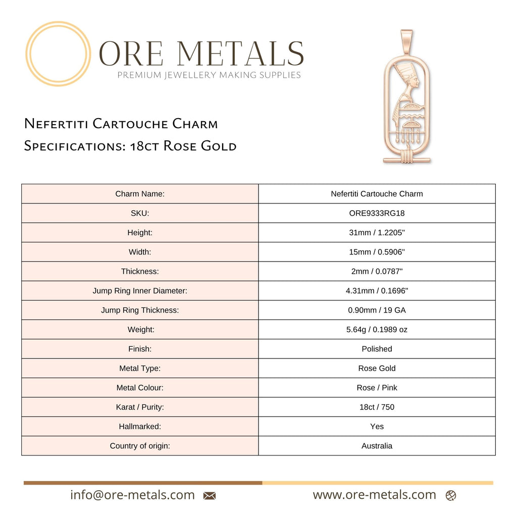 18ct Rose Gold - Nefertiti Cartouche Charm