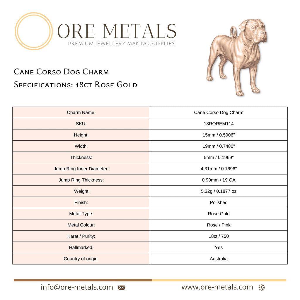 18ct Rose Gold - Cane Corso Dog Charm