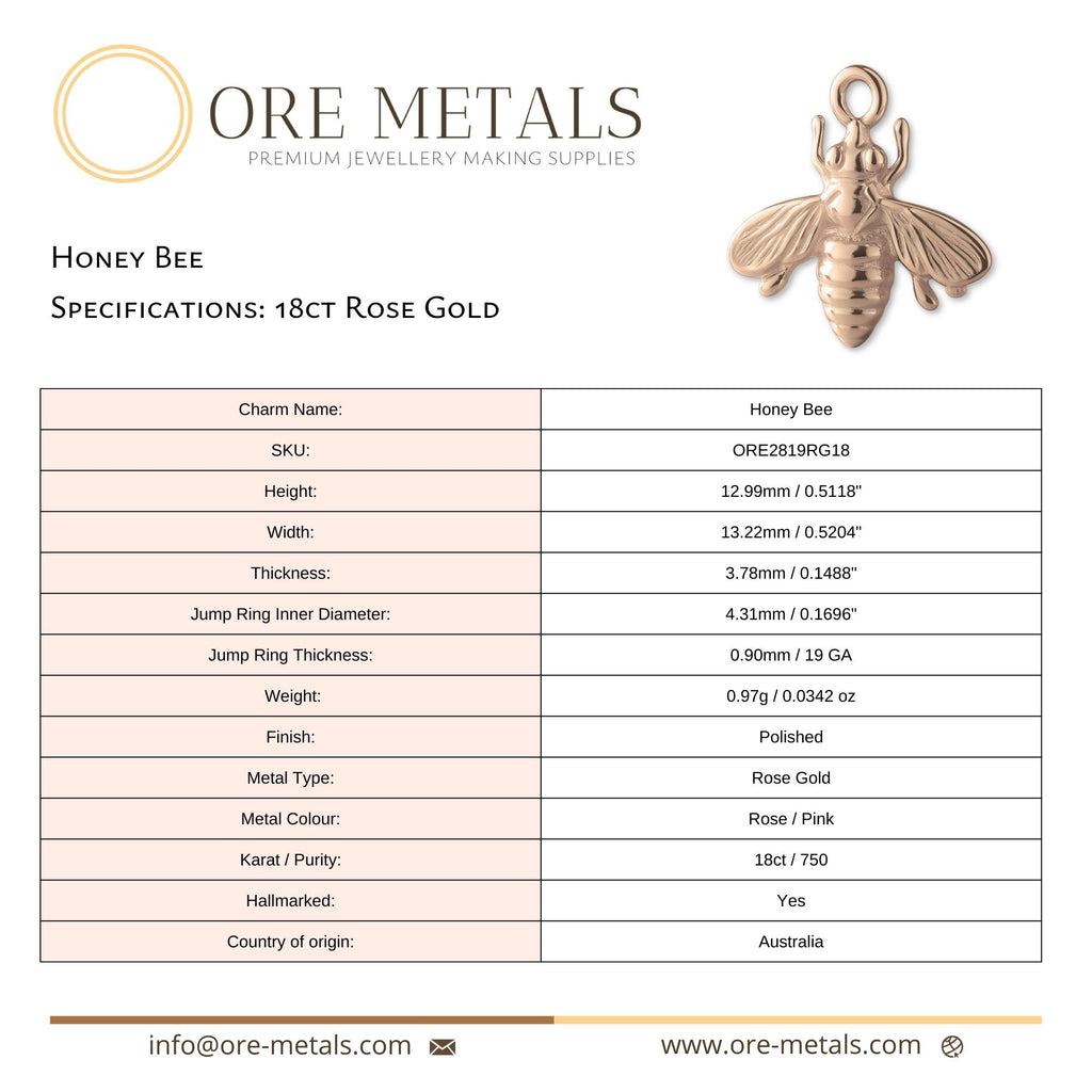 18ct Rose Gold - Honey Bee Charm