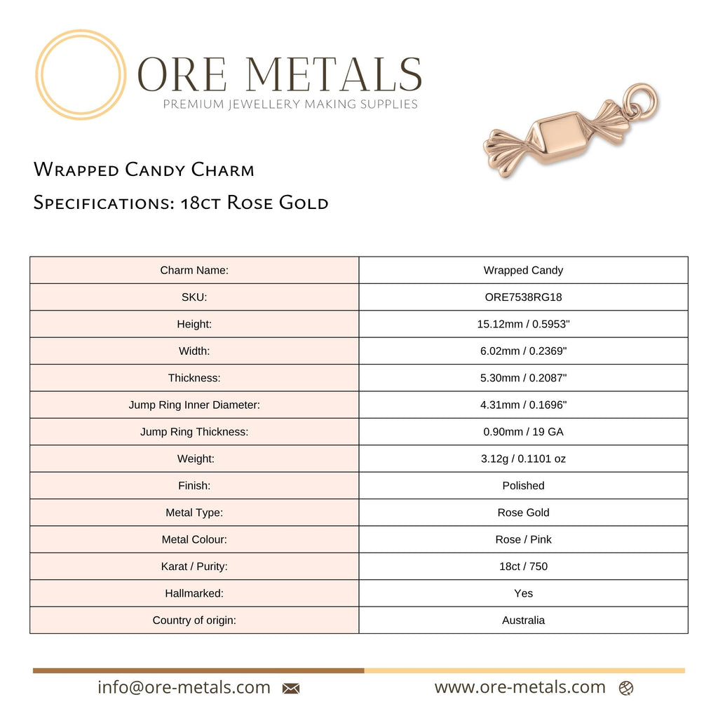 18ct Rose Gold - Wrapped Candy Charm