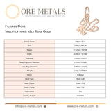 18ct Rose Gold - Filigree Dove Charm