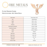 18ct Rose Gold - Flying Dragon Charm