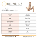 18ct Rose Gold - Beach Pelican Charm