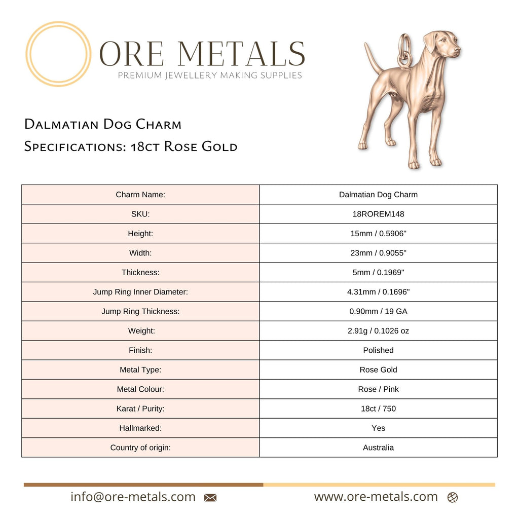 18ct Rose Gold - Dalmatian Dog Charm