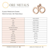 18ct Rose Gold - Classic Handcuffs Charm