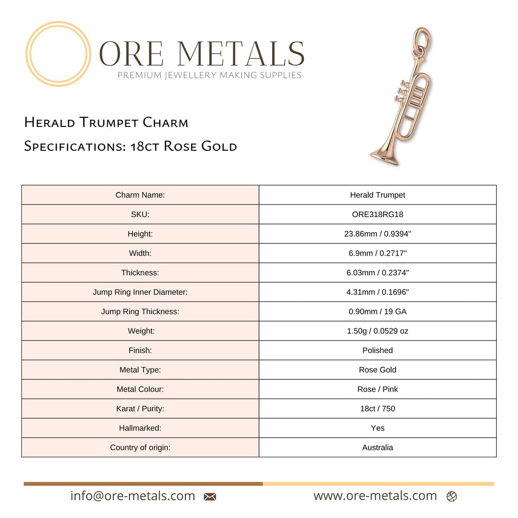 18ct Rose Gold - Herald Trumpet Charm