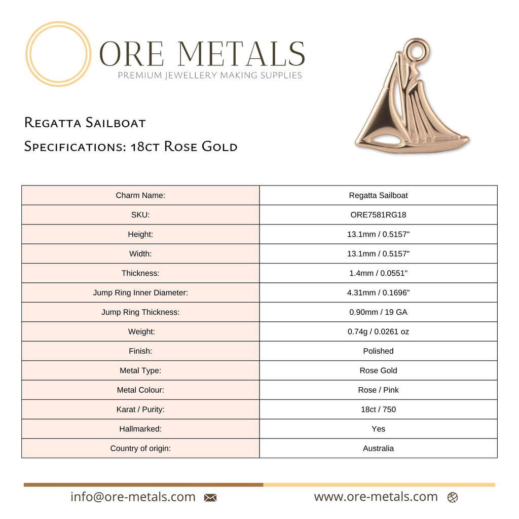 18ct Rose Gold - Regatta Sailboat Charm